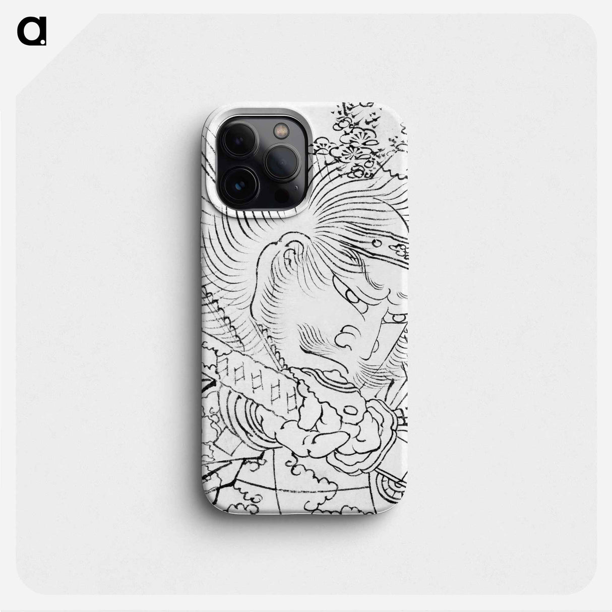 Hoofd van een samoerai onder kersenbloesem - Katsushika Hokusai Phone Case.