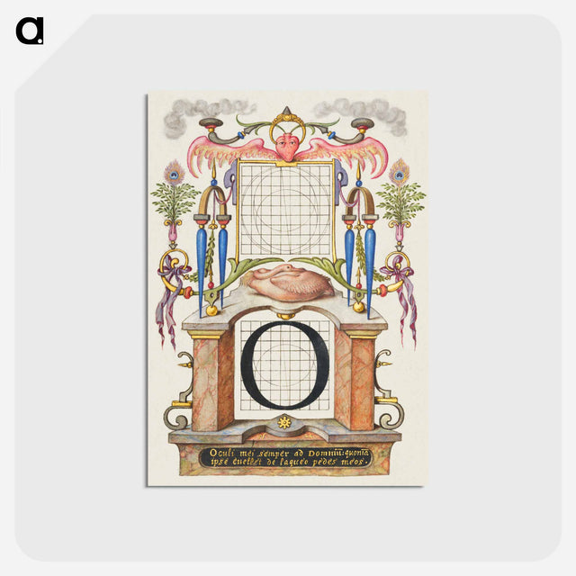 アートポストカード-Guide for Constructing the Letter O from Mira Calligraphiae Monumenta
 - 書道のお手本 Postcard.