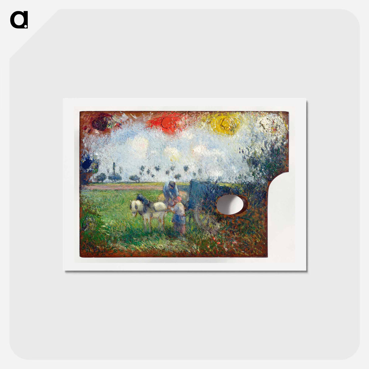 The Artist's Palette with a Landscape - カミーユ ピサロ Postcard.