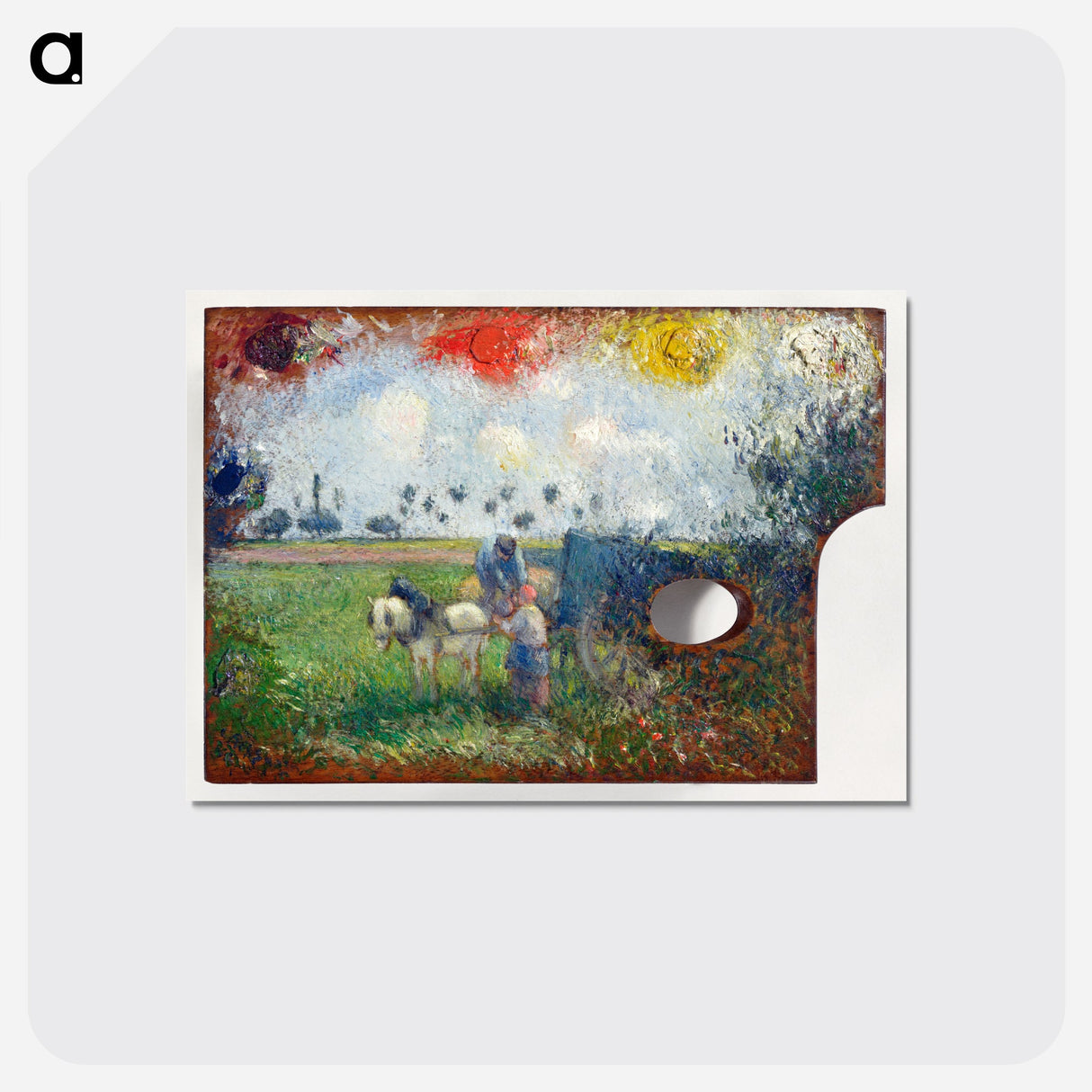 The Artist's Palette with a Landscape - カミーユ ピサロ Postcard.