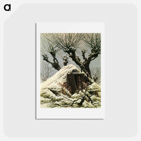 アートポストカード-Trees in the snow - カスパー ダーヴィト フリードリヒ Postcard.