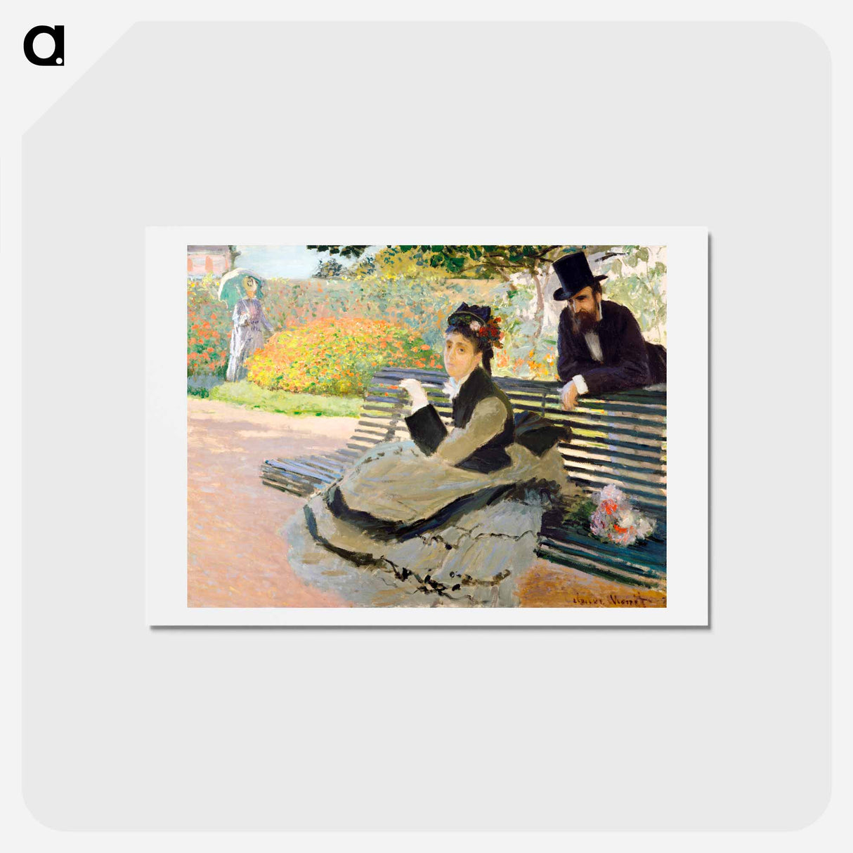 アートポストカード-Camille Monet on a Garden Bench - クロード モネ Postcard.