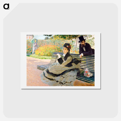 アートポストカード-Camille Monet on a Garden Bench - クロード モネ Postcard.