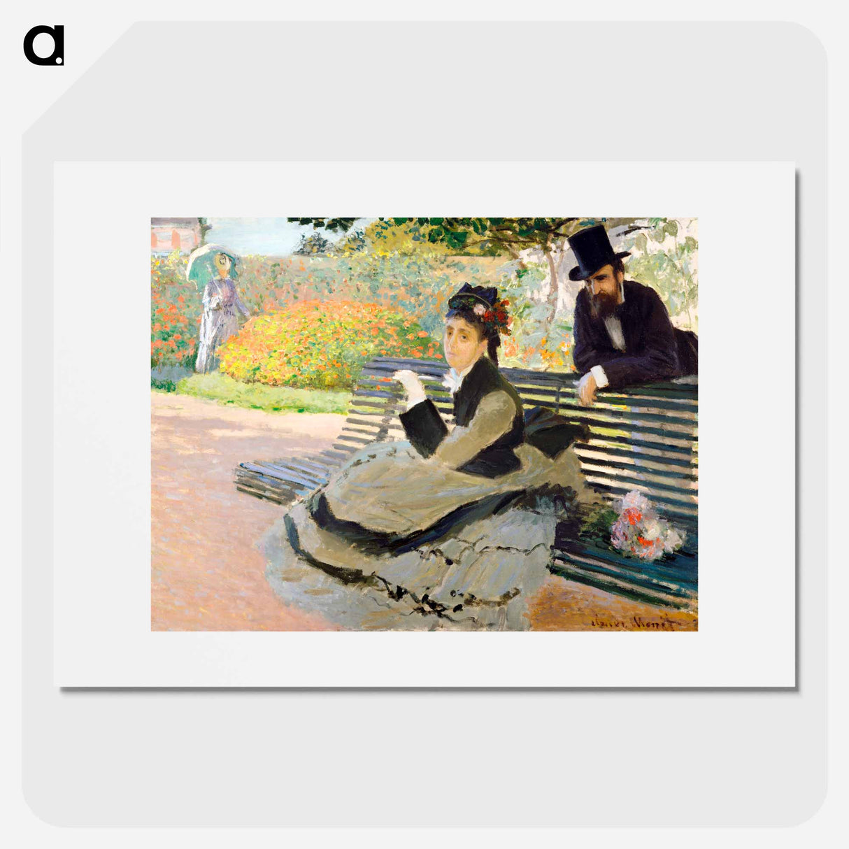 Camille Monet on a Garden Bench - クロード モネ Poster.