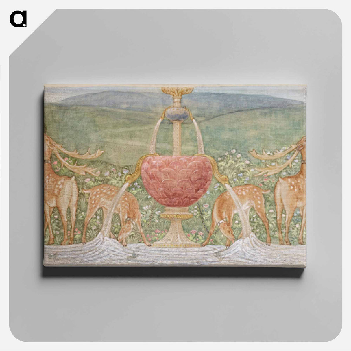 Deer by a Fountain - エドワード バーン ジョーンズ Canvas.
