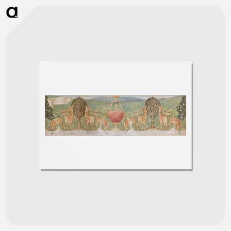 アートポストカード-Deer by a Fountain - エドワード バーン ジョーンズ Postcard.