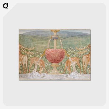 アートポストカード-Deer by a Fountain - エドワード バーン ジョーンズ Postcard.