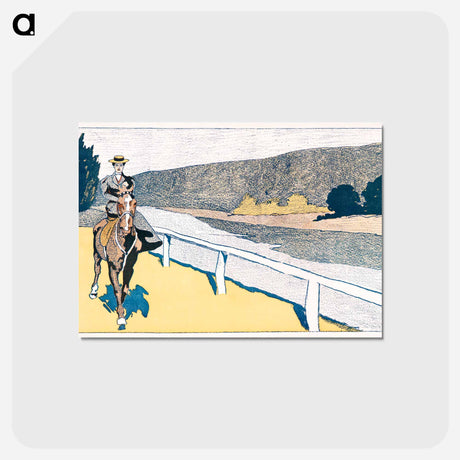 アートポストカード-Woman riding a horse - エドワード ペンフィールド Postcard.