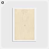 アートポストカード-Standing female nude with straddled legs and bent arms - グスタフ クリムト Postcard.