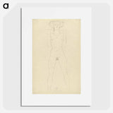 Standing female nude with straddled legs and bent arms - グスタフ クリムト Poster.