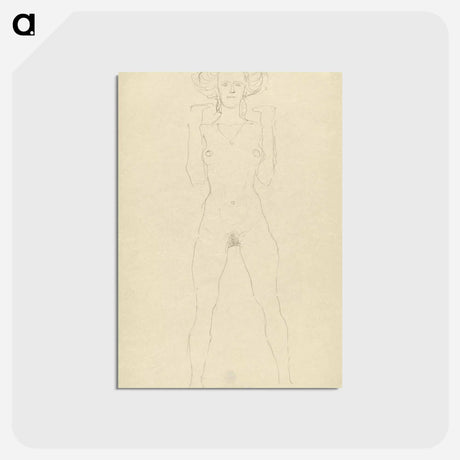 アートポストカード-Standing female nude with straddled legs and bent arms - グスタフ クリムト Postcard.