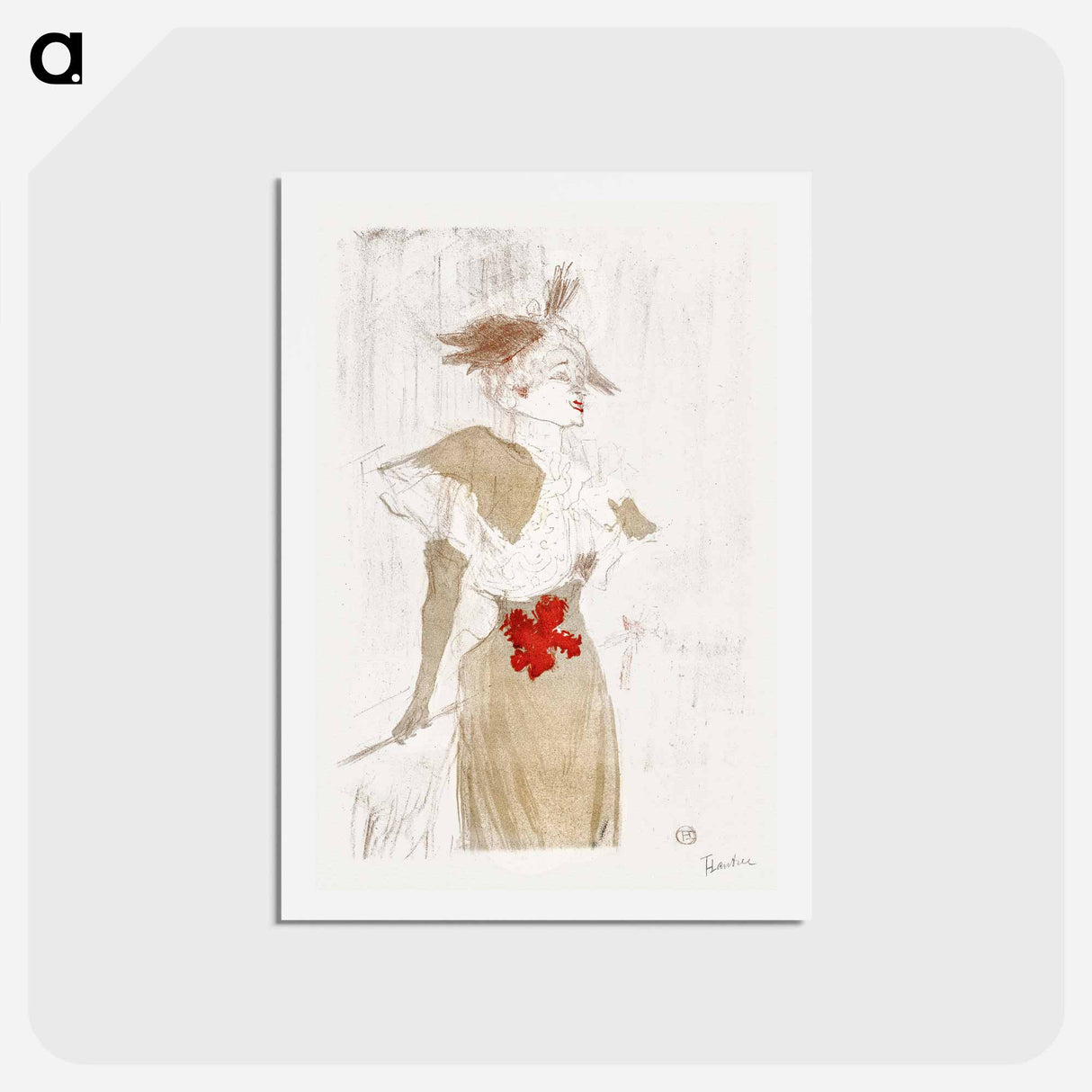 アートポストカード-Mademoiselle Marcelle Lender Standing - アンリ ド トゥールーズ ロートレック Postcard.