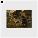 Garden Scene - ジャン フランソワ ミレー Postcard.