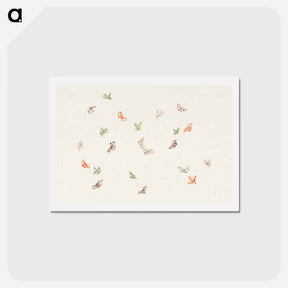 アートポストカード-One Thousand Butterflies - 神坂 雪佳 Postcard.