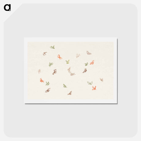 アートポストカード-One Thousand Butterflies - 神坂 雪佳 Postcard.