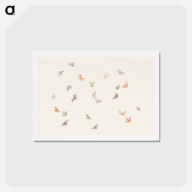 アートポストカード-One Thousand Butterflies - 神坂 雪佳 Postcard.