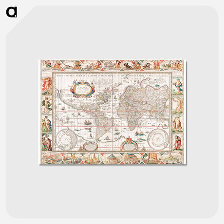 アートポストカード-Nova totius terrarum orbis geographica ac hydrographica - アンティーク地図 Postcard.
