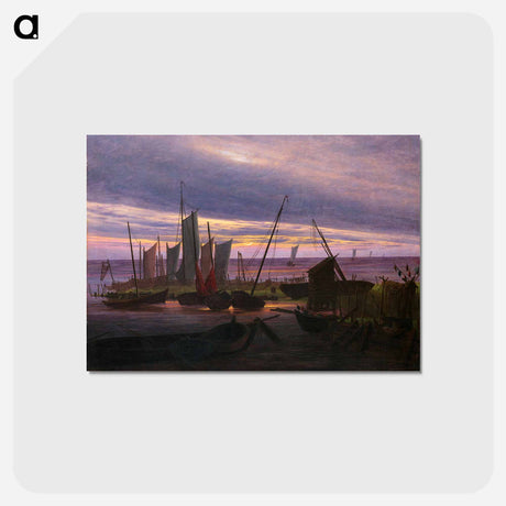 アートポストカード-Boats in the Harbour at Evening - カスパー ダーヴィト フリードリヒ Postcard.