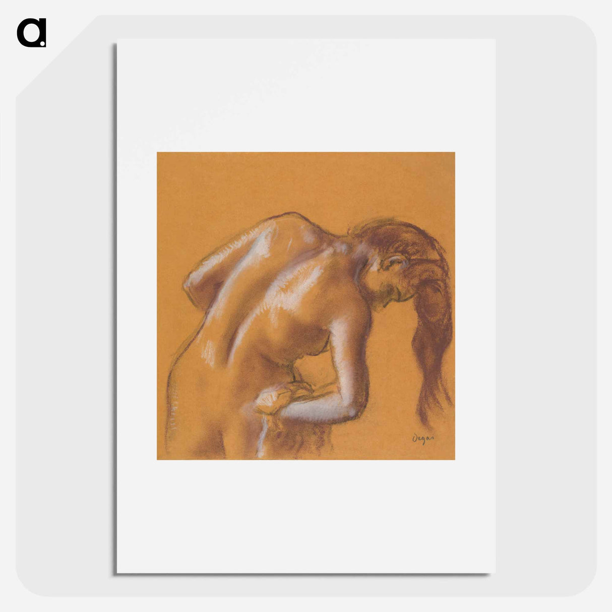 Nude lady. Bather Drying Herself - エドガー ドガ Poster.