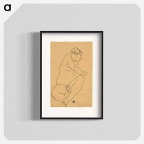 アートポスター-Female Nude Bending to the Left - エゴン シーレ Poster.