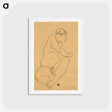 アートポストカード-Female Nude Bending to the Left - エゴン シーレ Postcard.