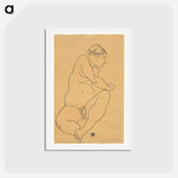 アートポストカード-Female Nude Bending to the Left - エゴン シーレ Postcard.