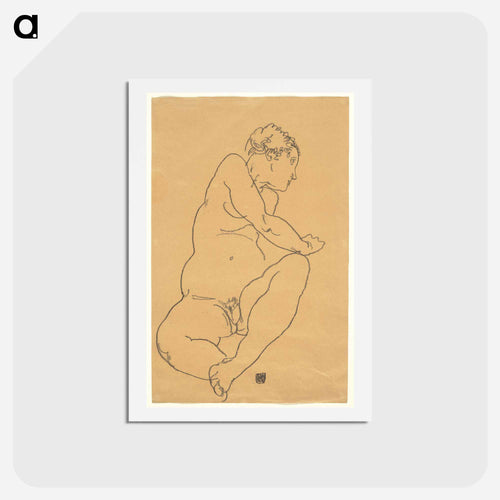 Female Nude Bending to the Left - Egon Schiele Postcard.