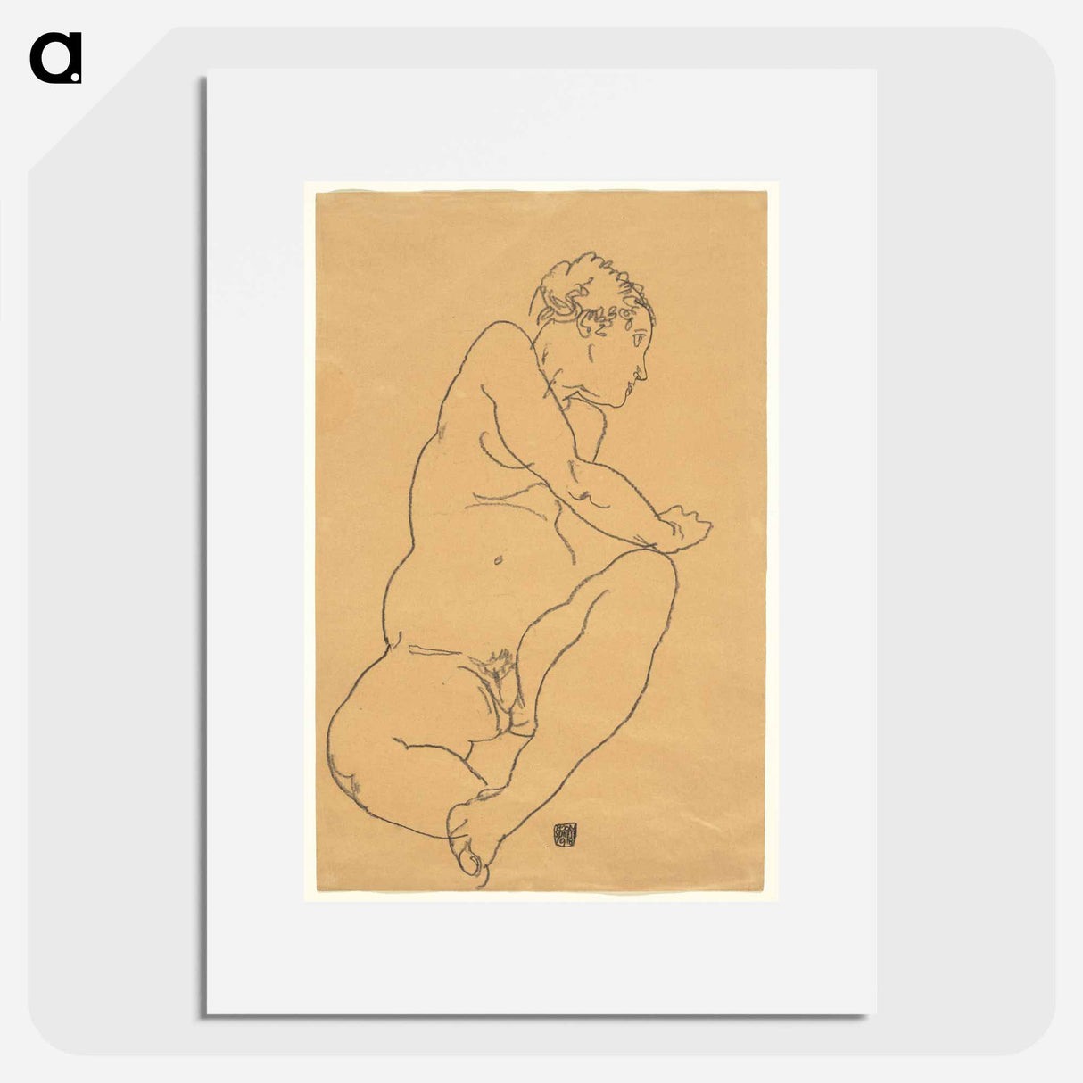 Female Nude Bending to the Left - Egon Schiele Poster.