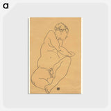 アートポストカード-Female Nude Bending to the Left - エゴン シーレ Postcard.