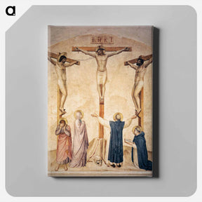 アートパネル-Crucifixion with Mourners and Sts. Dominic and Thomas Aquinas - フラ アンジェリコ Canvas.