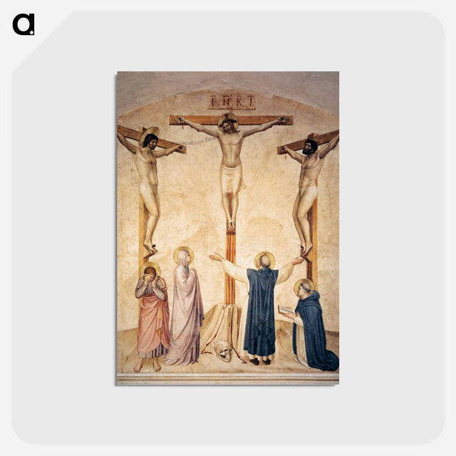 アートポストカード-Crucifixion with Mourners and Sts. Dominic and Thomas Aquinas - フラ アンジェリコ Postcard.