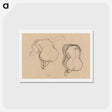 アートポストカード-Two Studies of a Seated Nude with Long Hair - グスタフ クリムト Postcard.