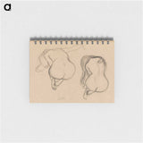 Two Studies of a Seated Nude with Long Hair - グスタフ クリムト Memo.