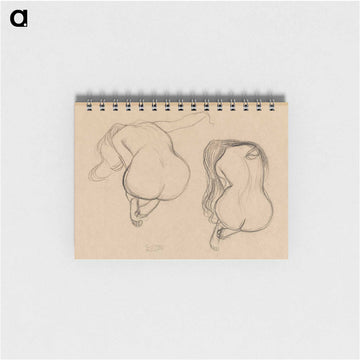 Two Studies of a Seated Nude with Long Hair - グスタフ クリムト Memo.