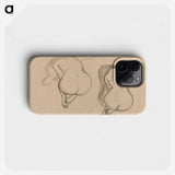 Two Studies of a Seated Nude with Long Hair - Gustav Klimt Phone Case.