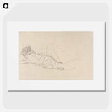 Two Studies of a Seated Nude with Long Hair - グスタフ クリムト Poster.