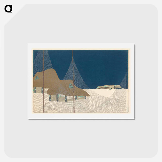 アートポストカード-Japanese Fishing Village - 神坂 雪佳 Postcard.