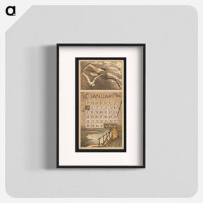 アートポスター-Kalenderblad voor januari 1912 met drie meeuwen boven zee - テオ ヴァン ホイテマ Poster.