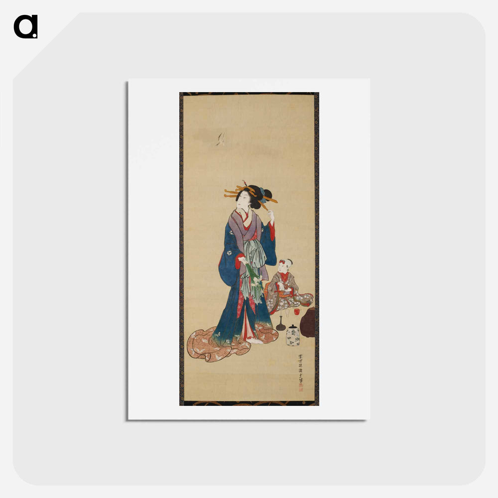 アートポストカード-Allegory of Maternal Care with Iris Bouquet
 - 歌川 国貞 Postcard.