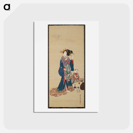 アートポストカード-Allegory of Maternal Care with Iris Bouquet
 - 歌川 国貞 Postcard.