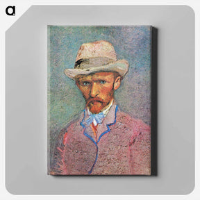 アートパネル-Self-Portrait with a Gray Straw Hat - フィンセント ファン ゴッホ Canvas.