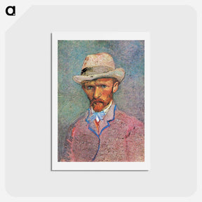アートポストカード-Self-Portrait with a Gray Straw Hat - フィンセント ファン ゴッホ Postcard.