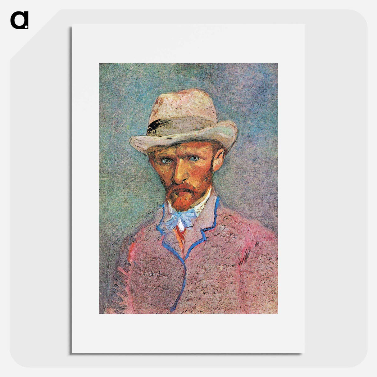 Self-Portrait with a Gray Straw Hat - フィンセント ファン ゴッホ Poster.