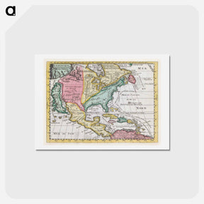 アートポストカード-Kaart van Noord-Amerika - アンティーク地図 Postcard.