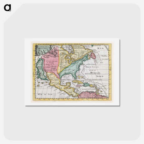 アートポストカード-Kaart van Noord-Amerika - アンティーク地図 Postcard.