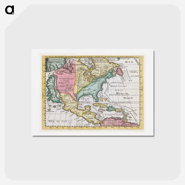 アートポストカード-Kaart van Noord-Amerika - アンティーク地図 Postcard.
