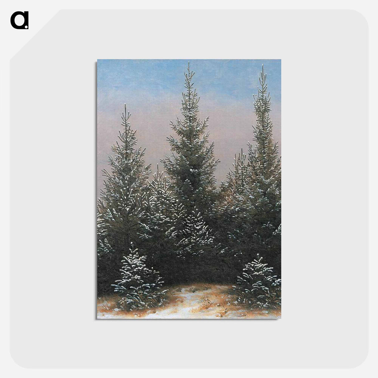 アートポストカード-Fir Trees in the Snow - カスパー ダーヴィト フリードリヒ Postcard.