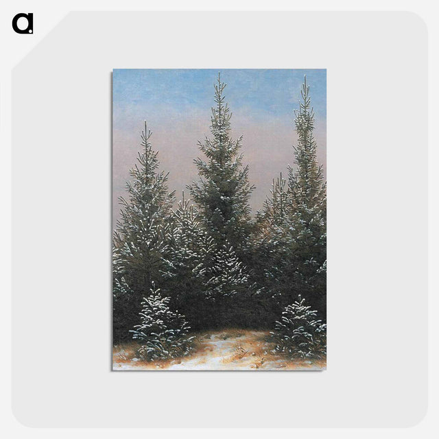 アートポストカード-Fir Trees in the Snow - カスパー ダーヴィト フリードリヒ Postcard.