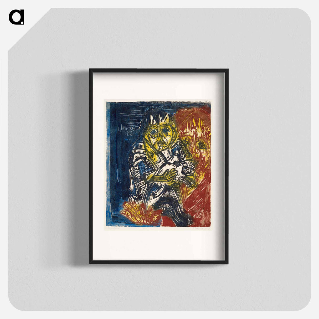 Woman with a Child and a Cat - エルンスト ルートヴィヒ キルヒナー Poster.