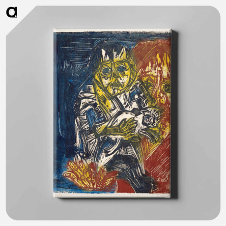 アートパネル-Woman with a Child and a Cat - エルンスト ルートヴィヒ キルヒナー Canvas.
